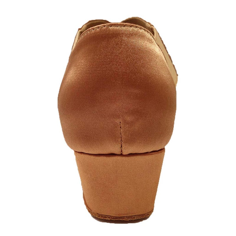 YYTing Low Heel Women Ballroom Dance Shoes Salsa Batchata Social Beginner Practice Wedding Dancing 1.5'' Heels YT04(9, Tan) - Image 3
